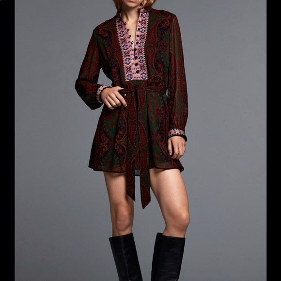 ZARA JACQUARD RIBBON DRESS - Picture 3 of 11